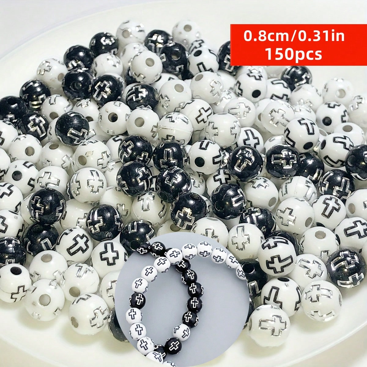 Jewelry Making Business - Contas Cruzadas Pretas e Brancas de