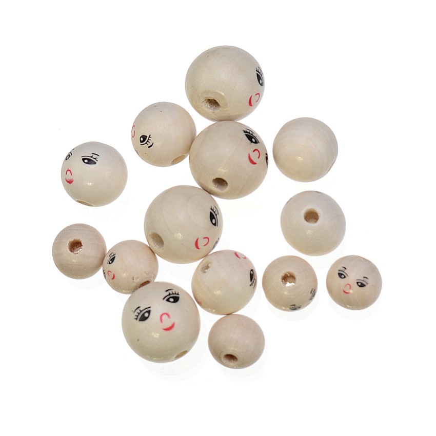 Jewelry Making 3 Year Old - Contas de madeira rosto sorridente, peças,