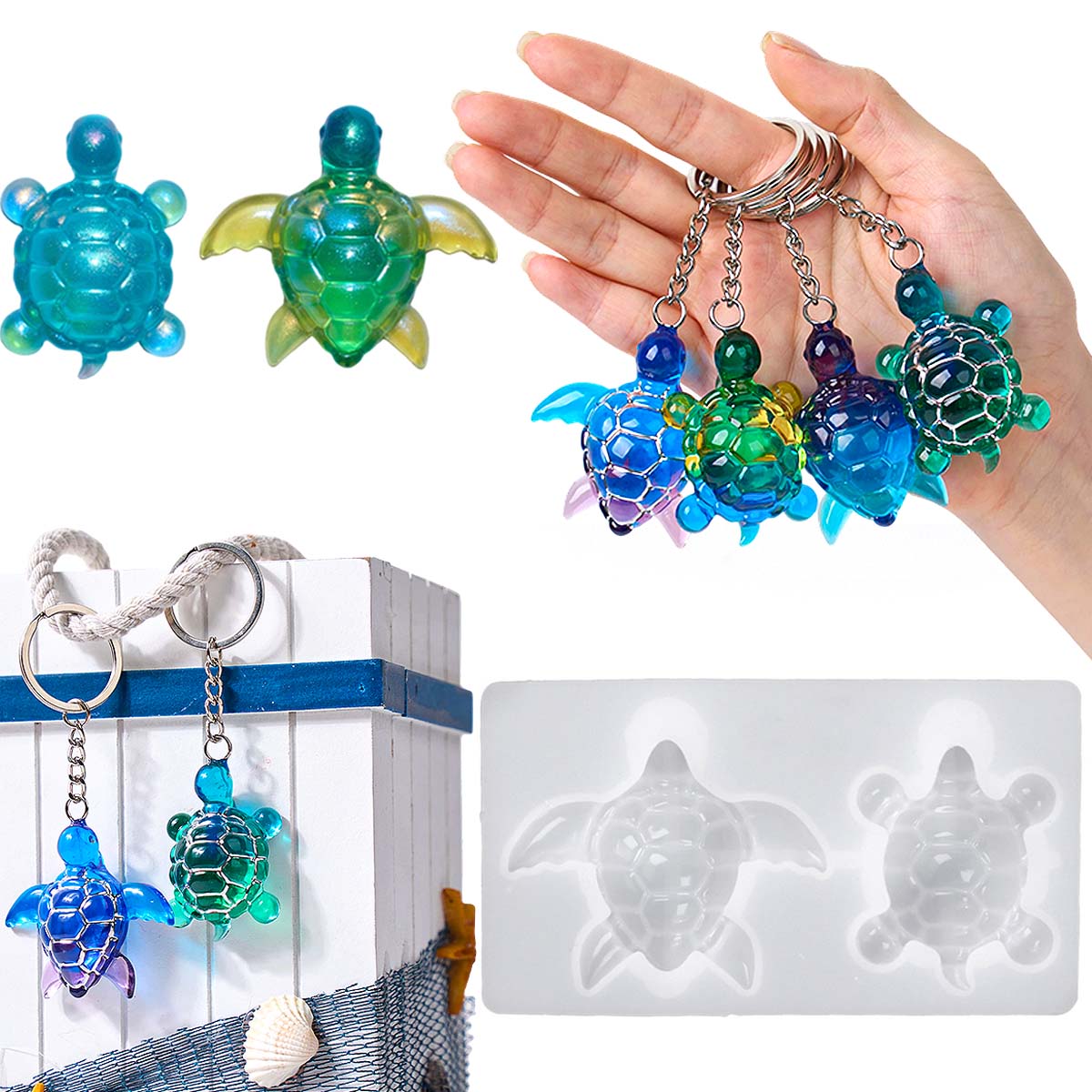 Jewelry Making Mold - 3d tartaruga do mar chaveiro molde